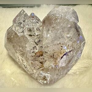 Huge heart shaped Herkimer diamond with two riders
